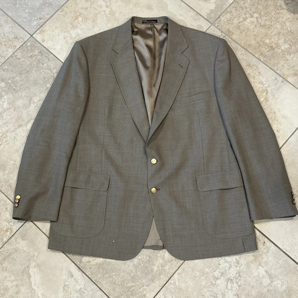 Stafford Blazer Men 50L Brown Wool Blend 2 Button Suit Jacket American Craftsman